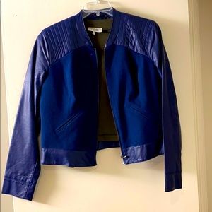 Blue suede and leather jacket